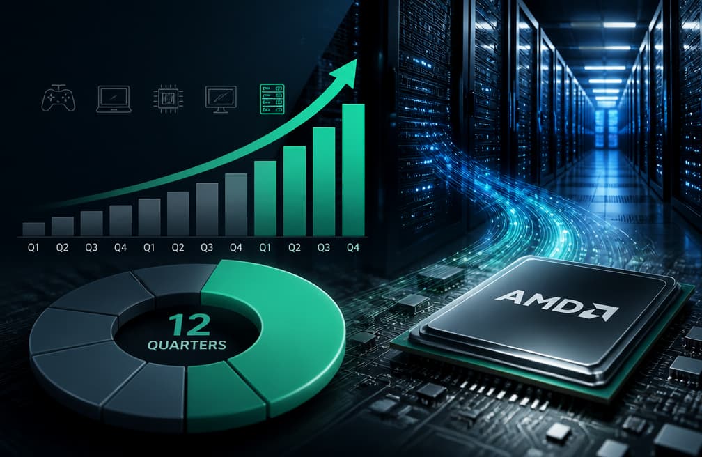 AMD的收入重心，如何在12个季度里偏向数据中心