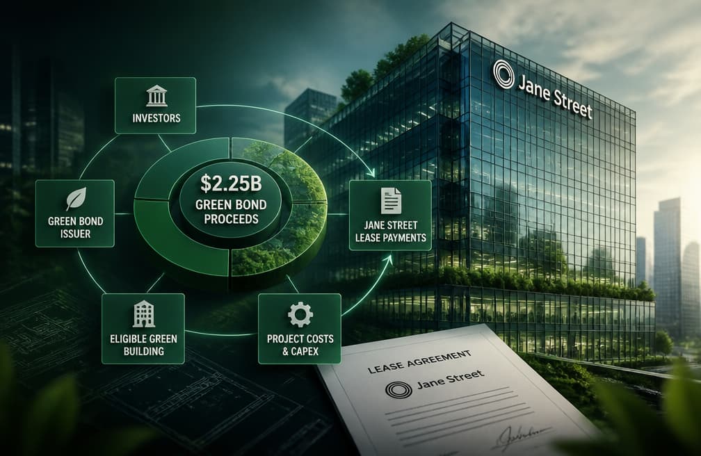 一笔22.5亿美元绿色债，Jane Street租约如何出现在融资结构里