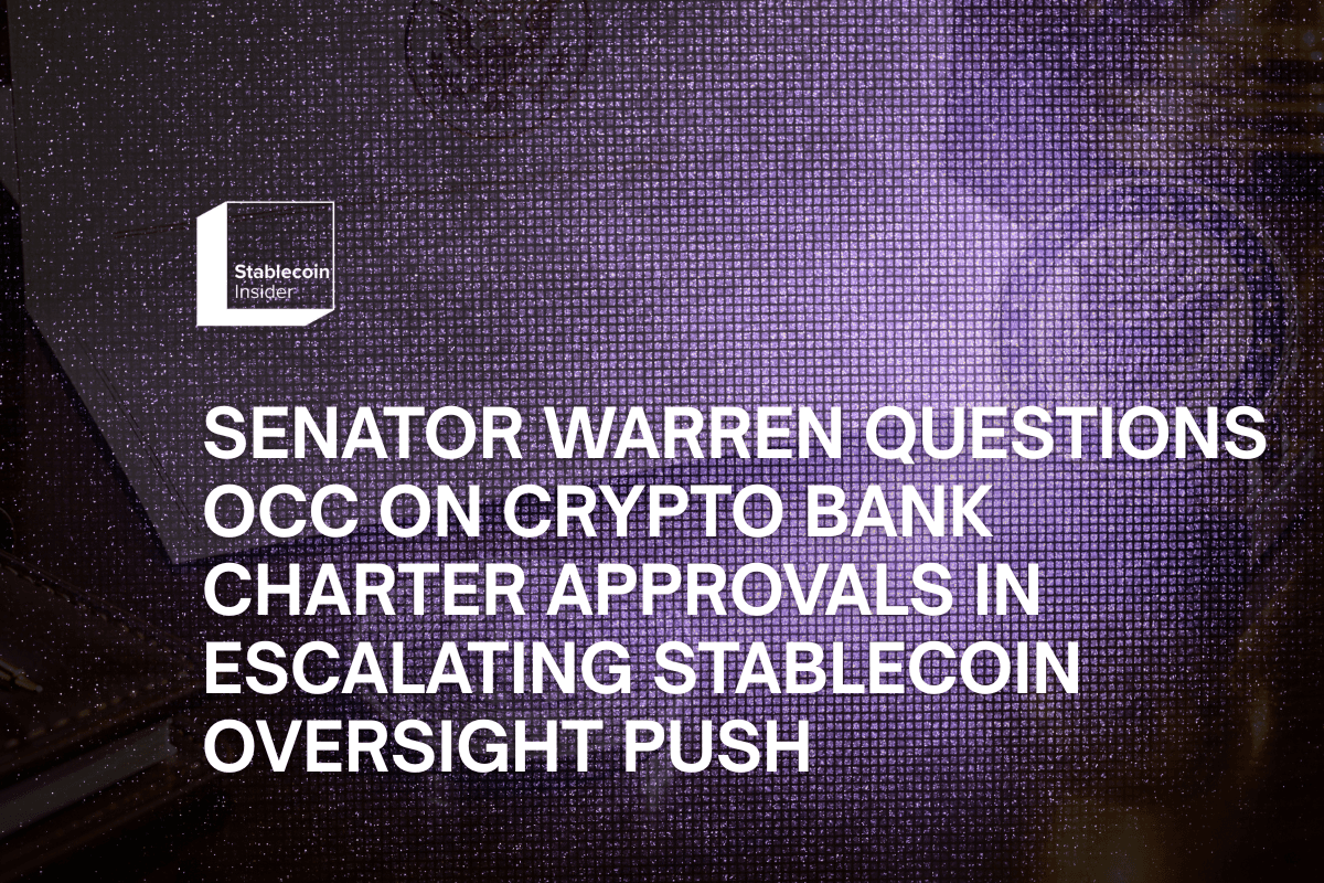 Senator Warren Questions OCC on Crypto Bank Charter Approvals in Escalating Stablecoin Oversight Push