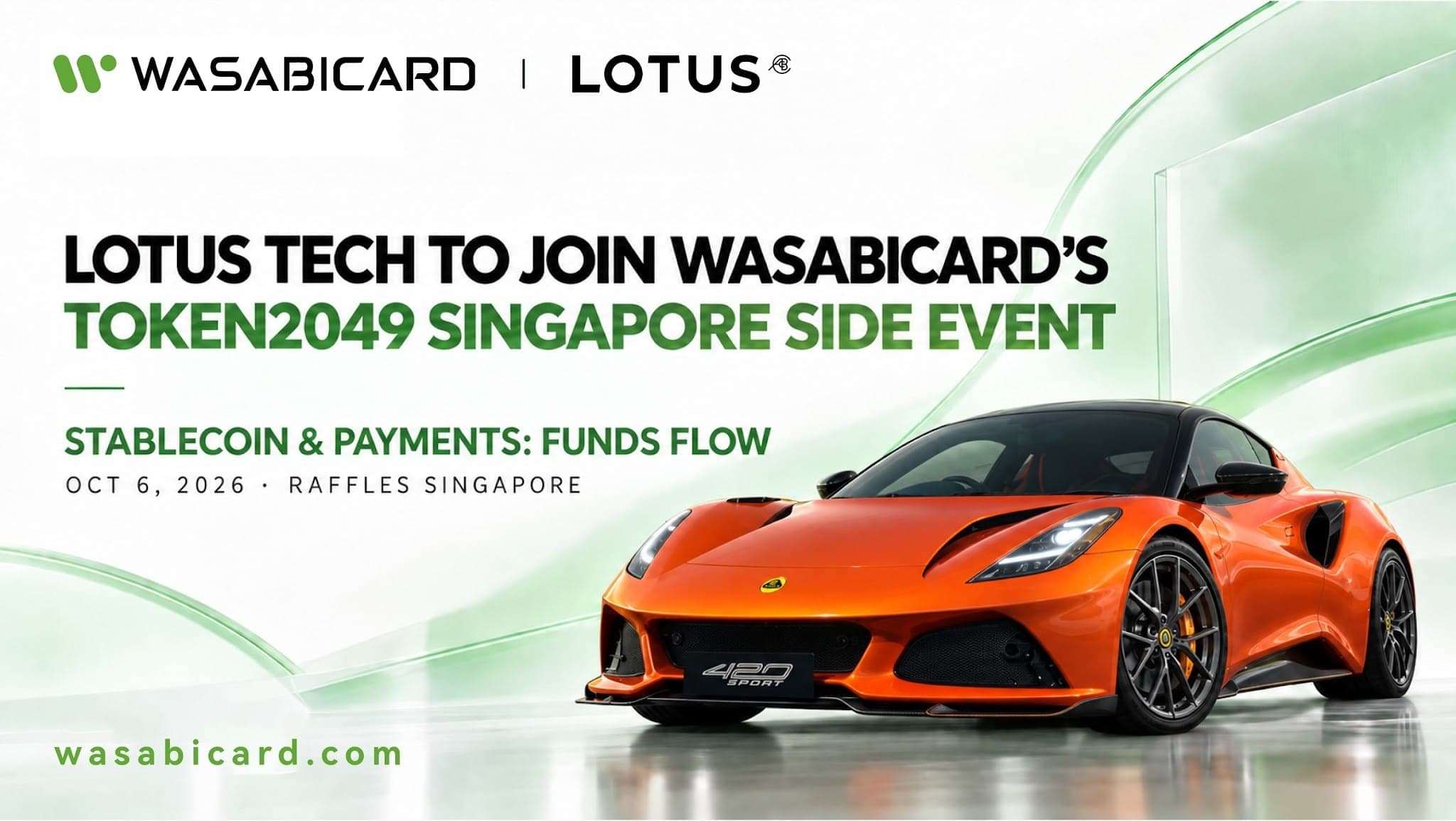 Lotus Technology will attend the WasabiCard TOKEN2049 Singapore Side Event, focusing on real-world applications of stablecoins.