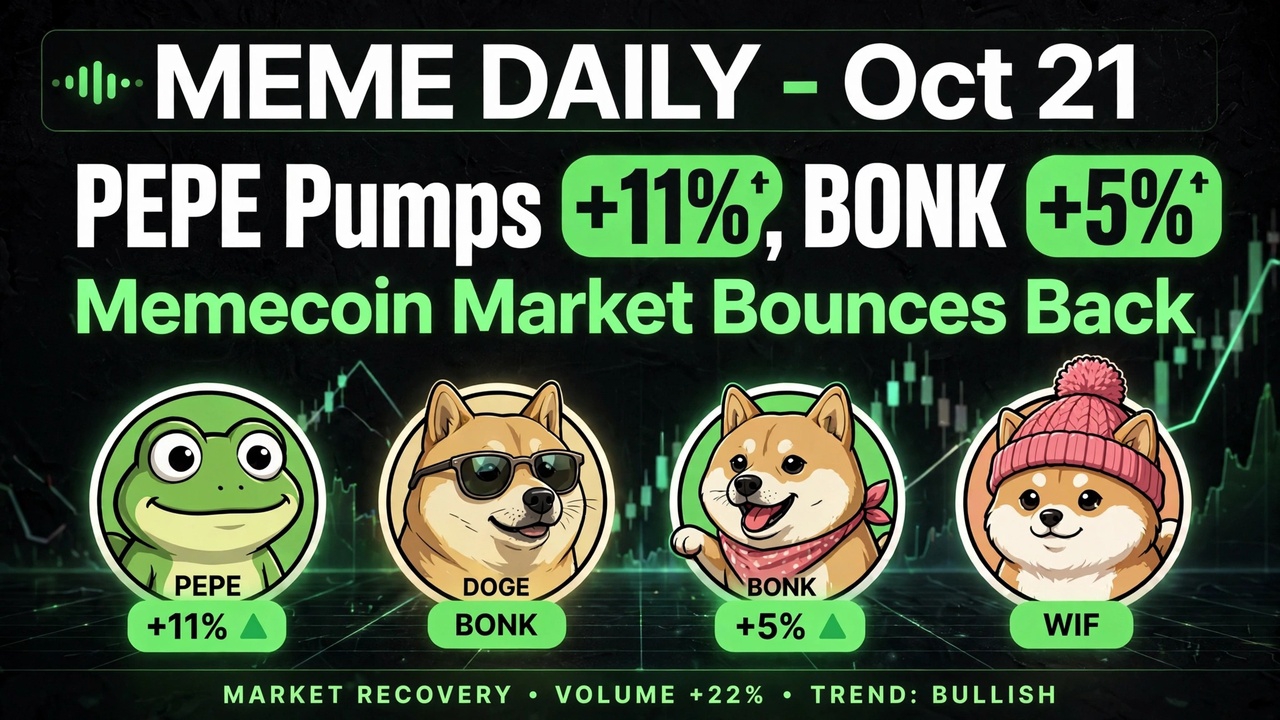 MEME DAILY - Oct 21 | PEPE Pumps +11%, BONK +5%, Memecoin Market Bounces Back
